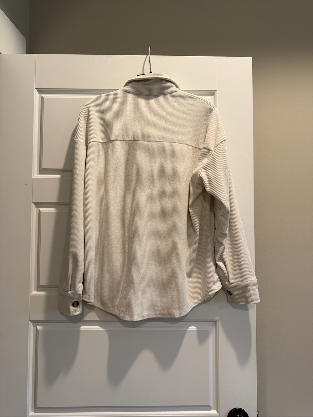 Cream Ribbed Button-Up Shacket - Picture 5 of 5